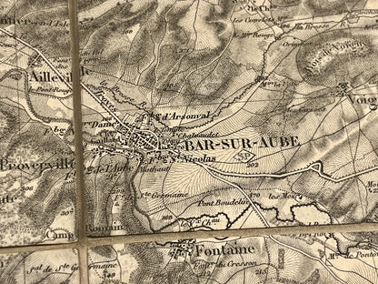 Carte geographique ancienne Bar-sur-Aube