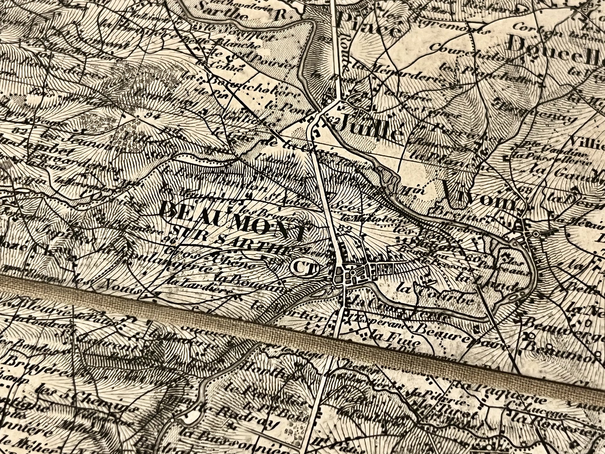 Carte geographique ancienne Beaumont-sur-Sarthe