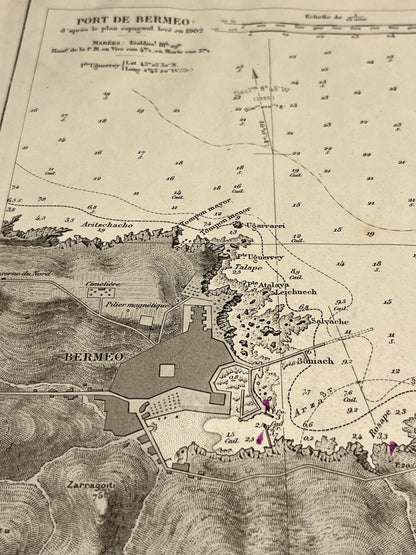 Carte geographique ancienne Bermeo Espagne