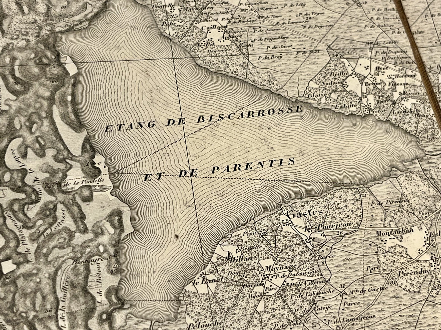 Carte geographique ancienne Biscarosse Parentis