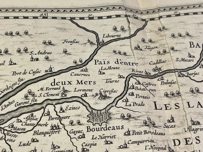 Carte geographique ancienne Bordelais et Medoc