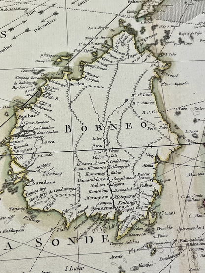 Carte geographique ancienne Borneo Indonesie