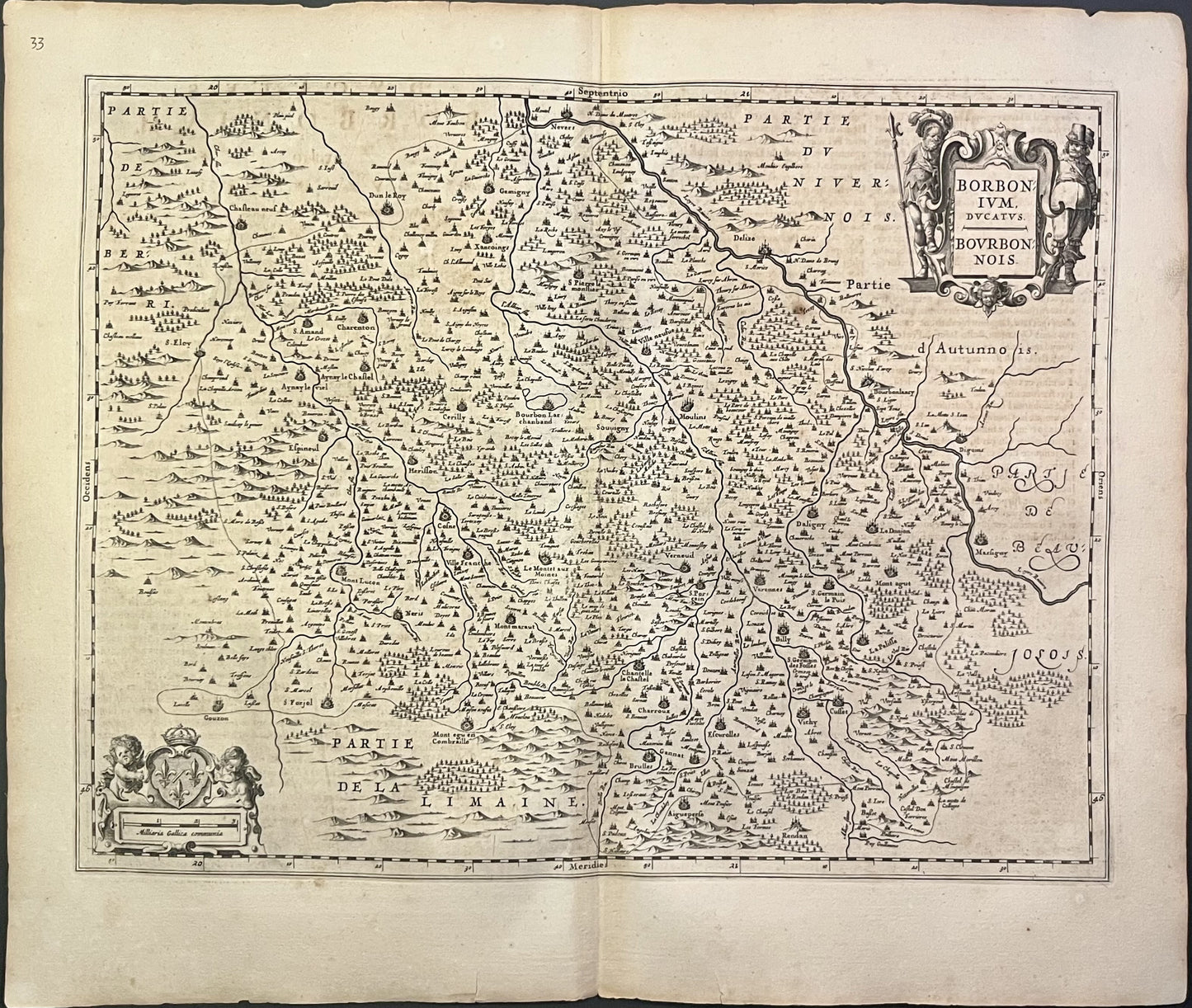 Carte geographique ancienne Bourbonnais