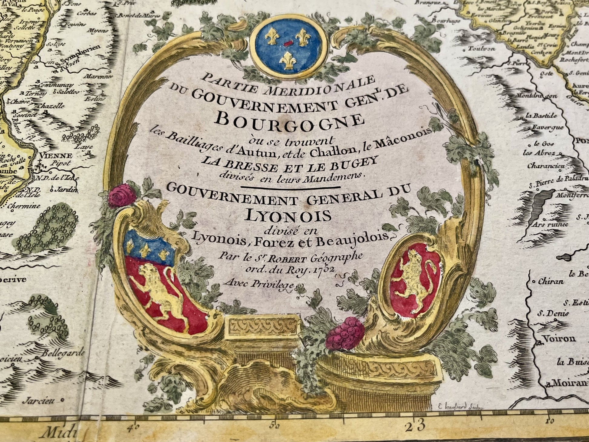 Carte geographique ancienne Bourgogne Lyonnais