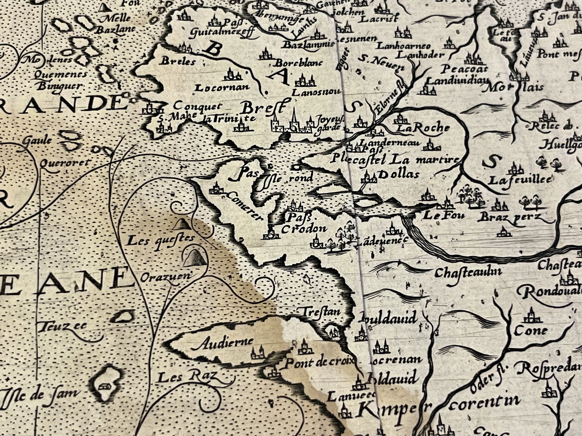 Carte geographique ancienne Brest Armorique