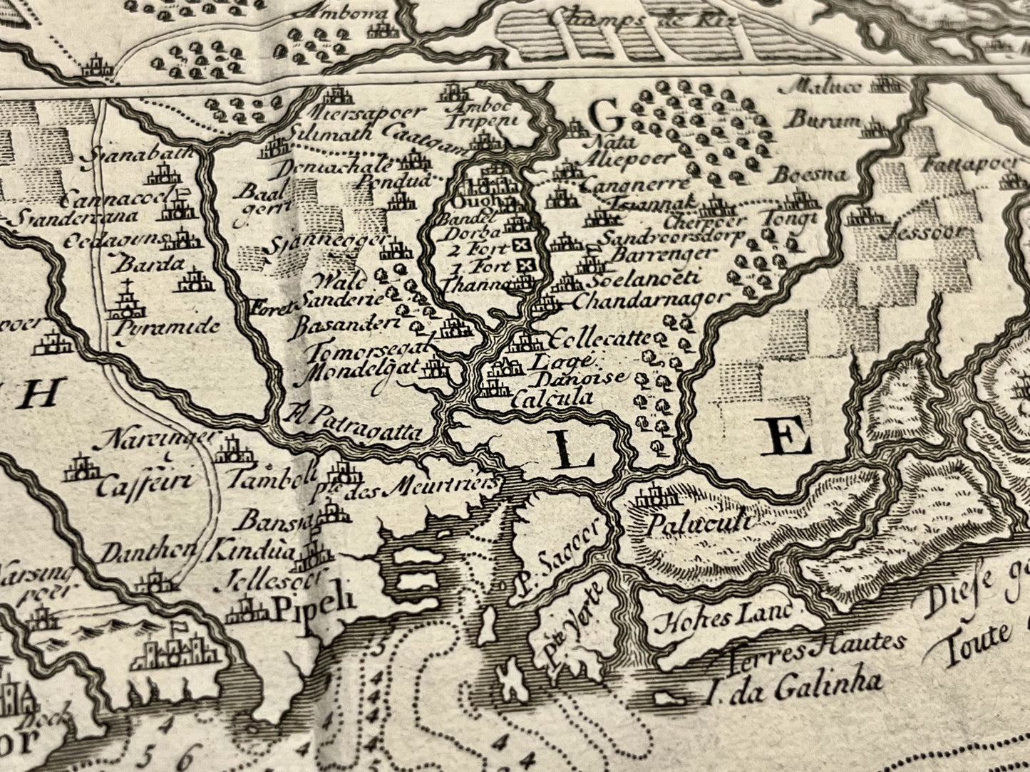 Carte geographique ancienne Calcutta Bengale