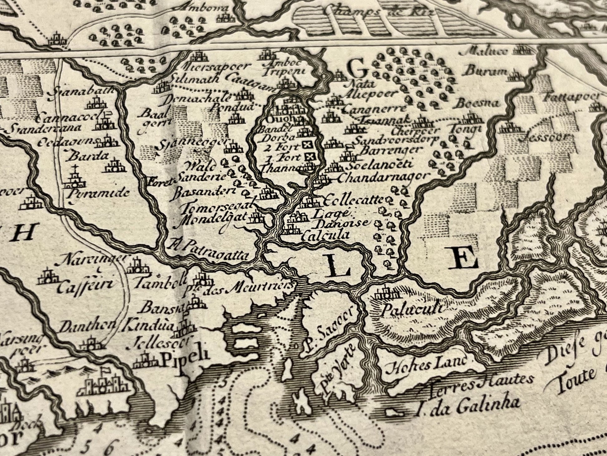 Carte geographique ancienne Calcutta Bengale