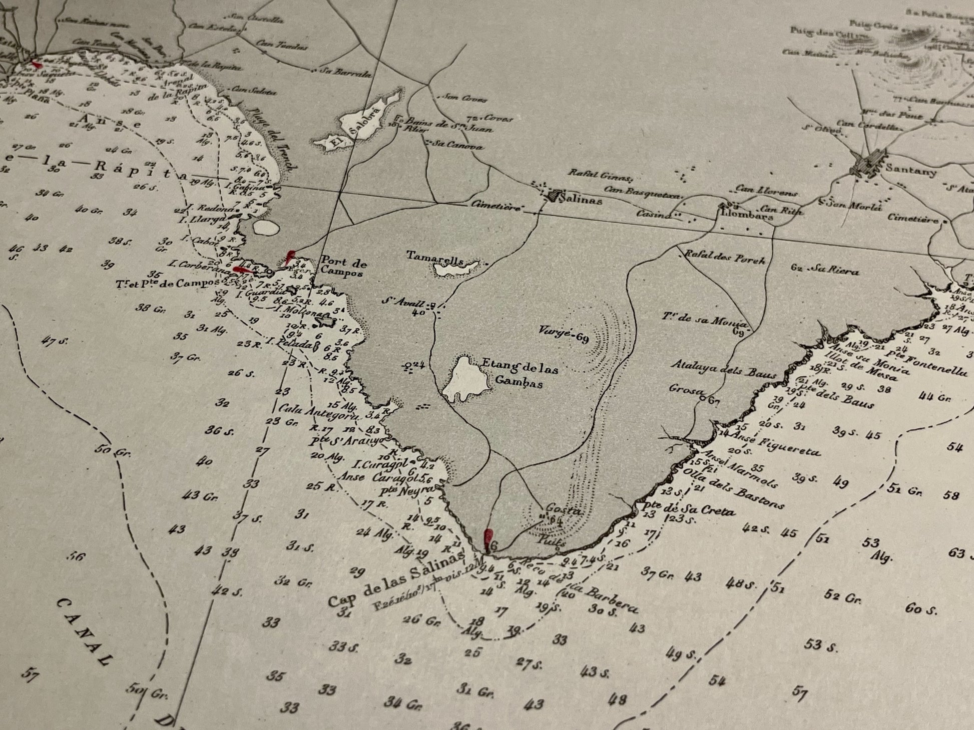 Carte geographique ancienne Cap Salinas Majorque