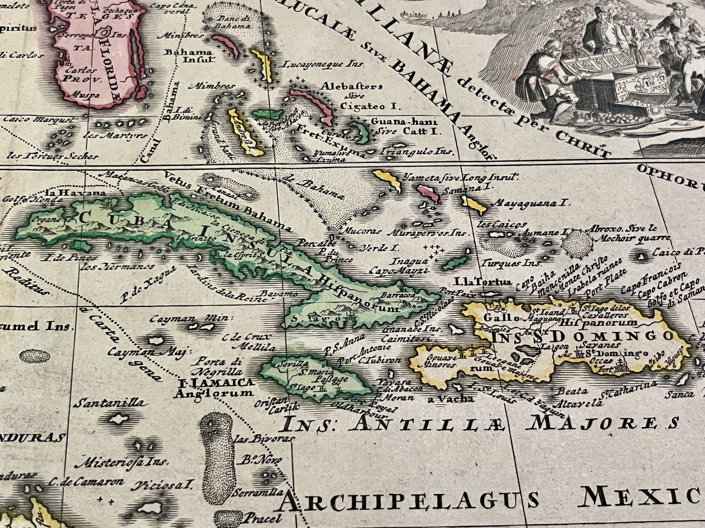 Carte geographique ancienne Caraibes