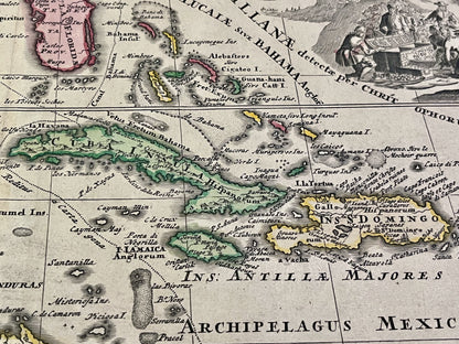 Carte geographique ancienne Caraibes