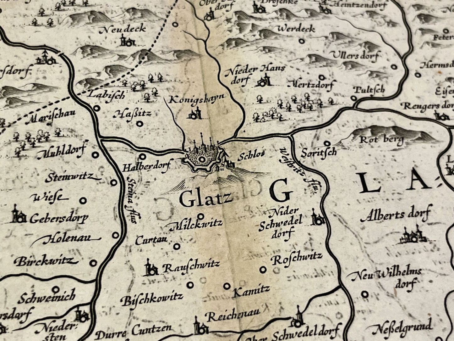 Carte geographique ancienne Comte de Glatz Pologne