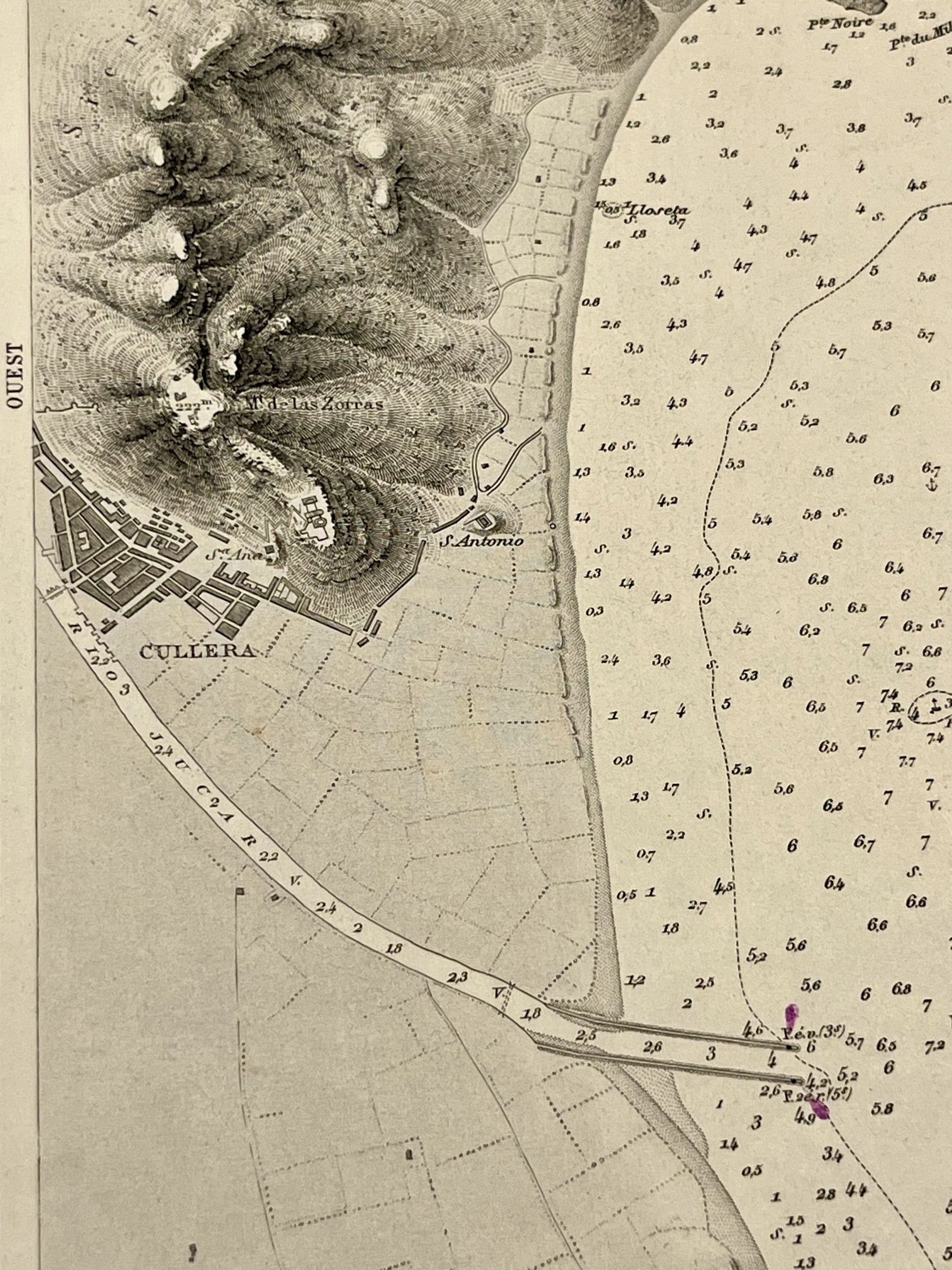 Carte geographique ancienne Cullera Espagne