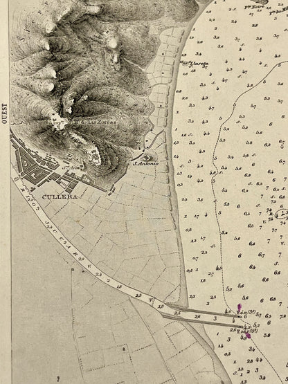 Carte geographique ancienne Cullera Espagne