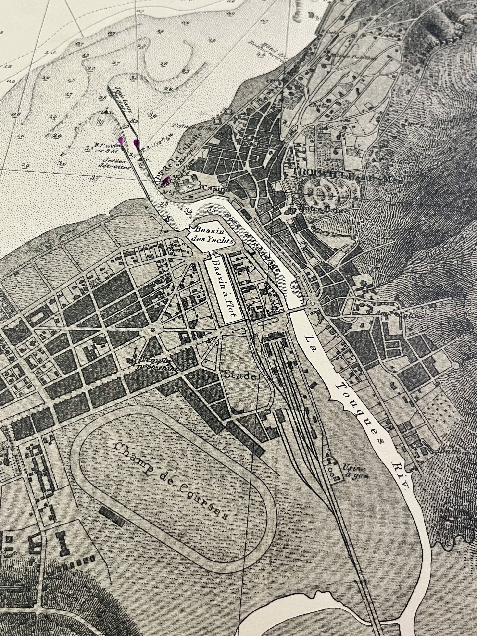Carte geographique ancienne Deauville