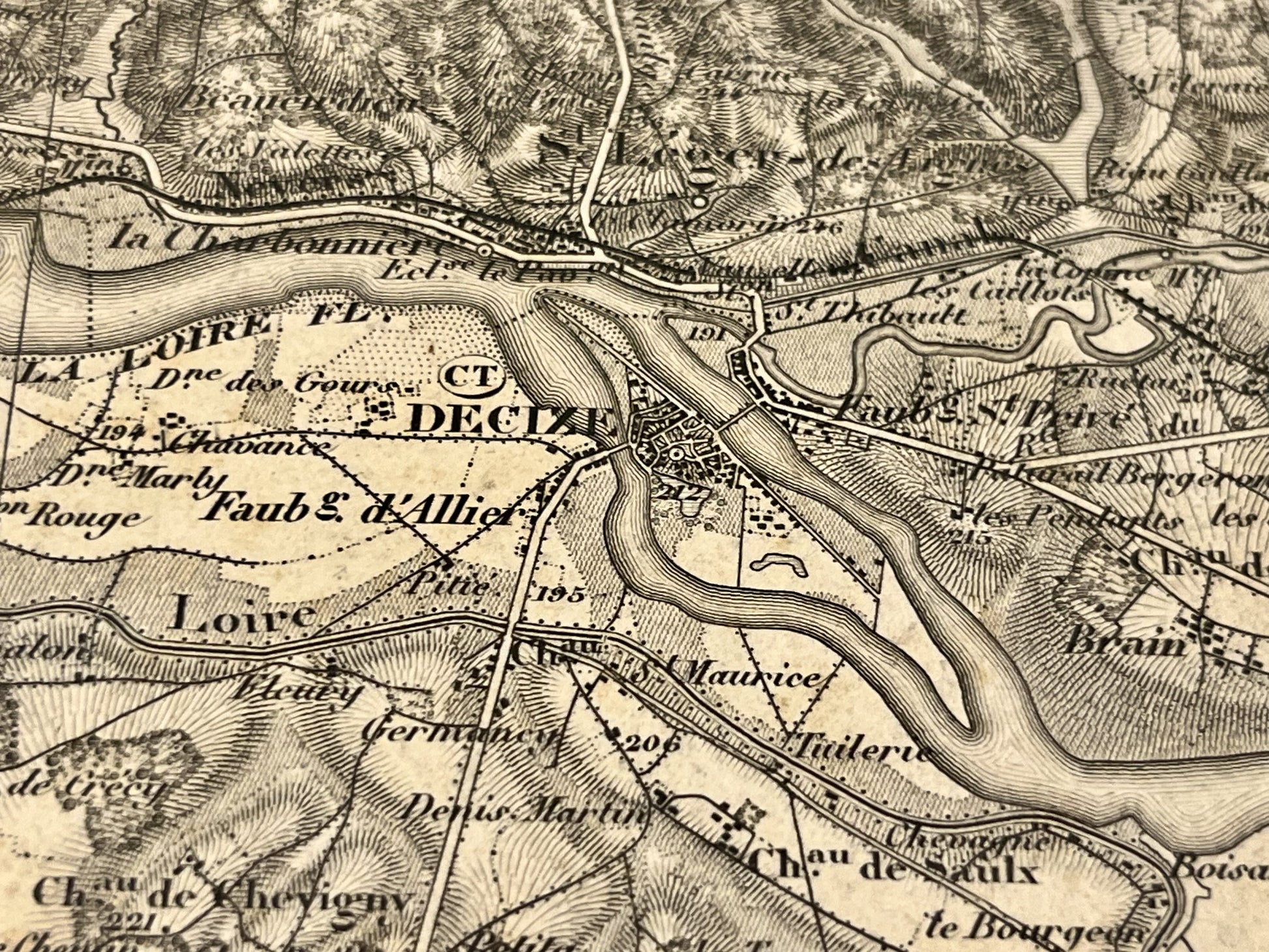 Carte geographique ancienne Decize
