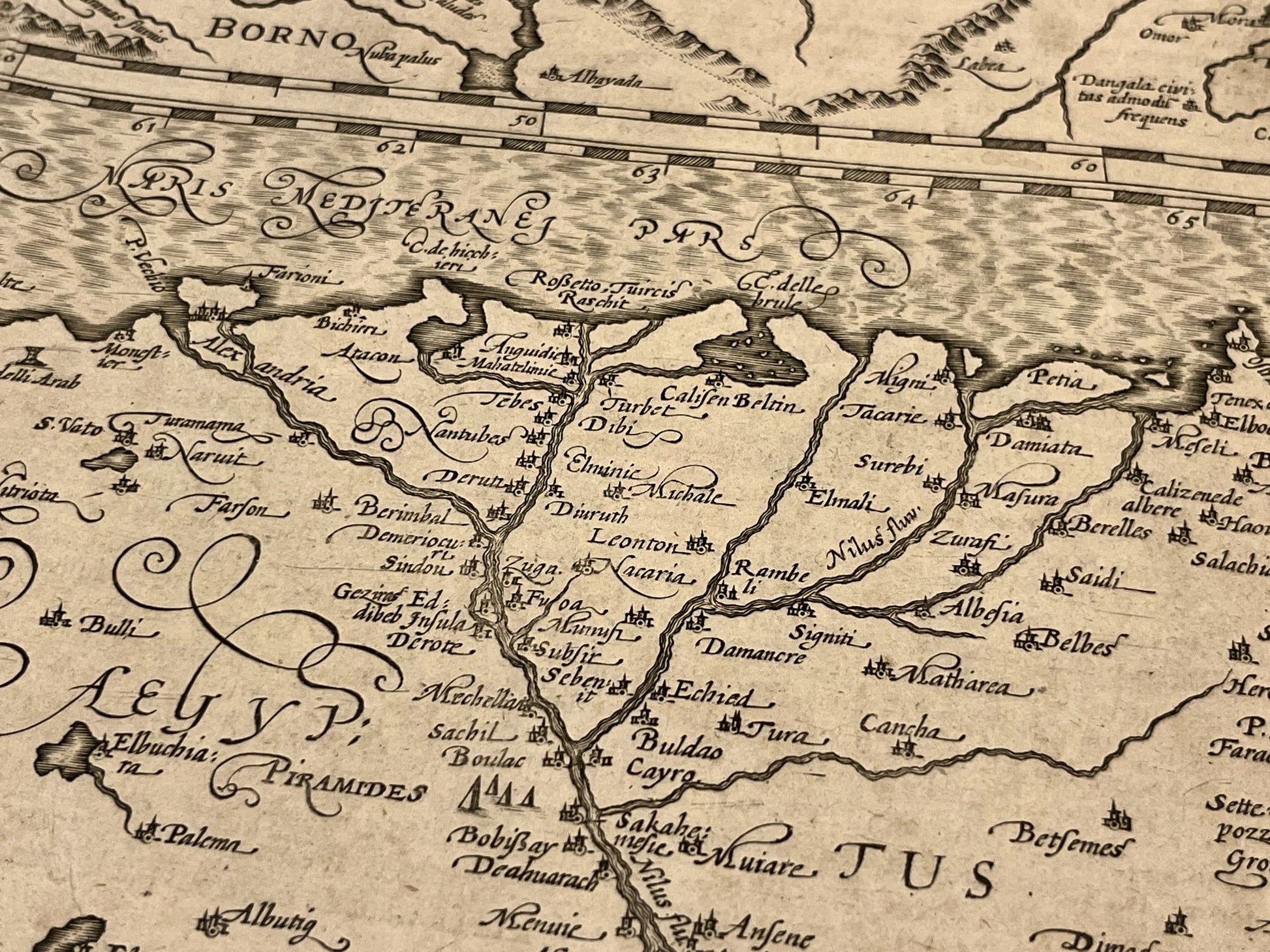 Carte geographique ancienne Delta du Nil par mercator