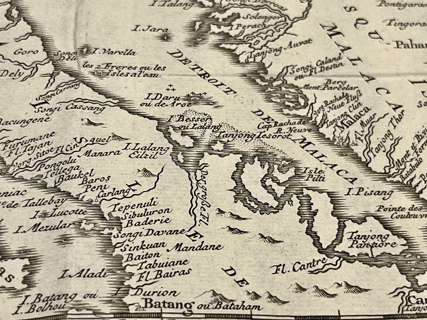 Carte geographique ancienne Detroit Malaca