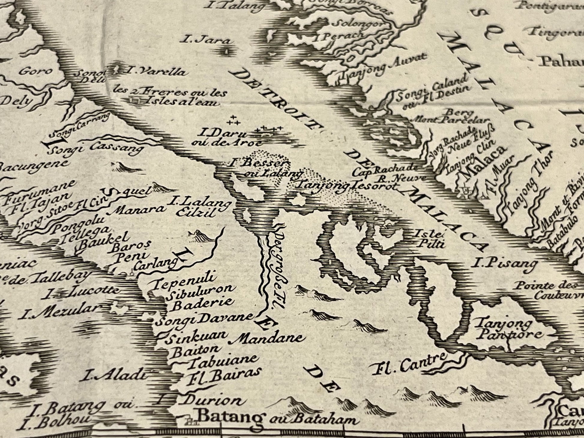 Carte geographique ancienne Detroit Malaca