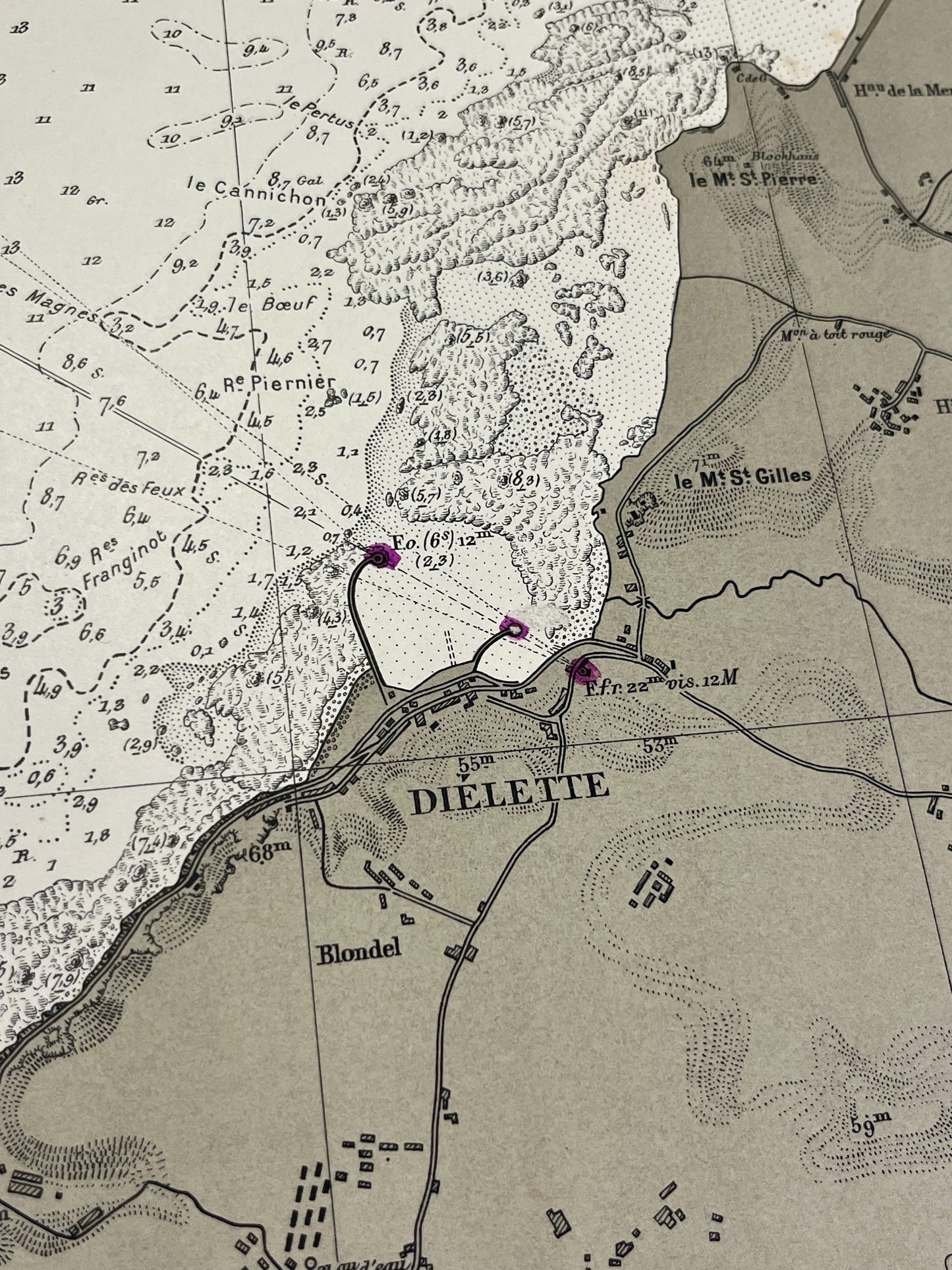 Carte geographique ancienne Dielette