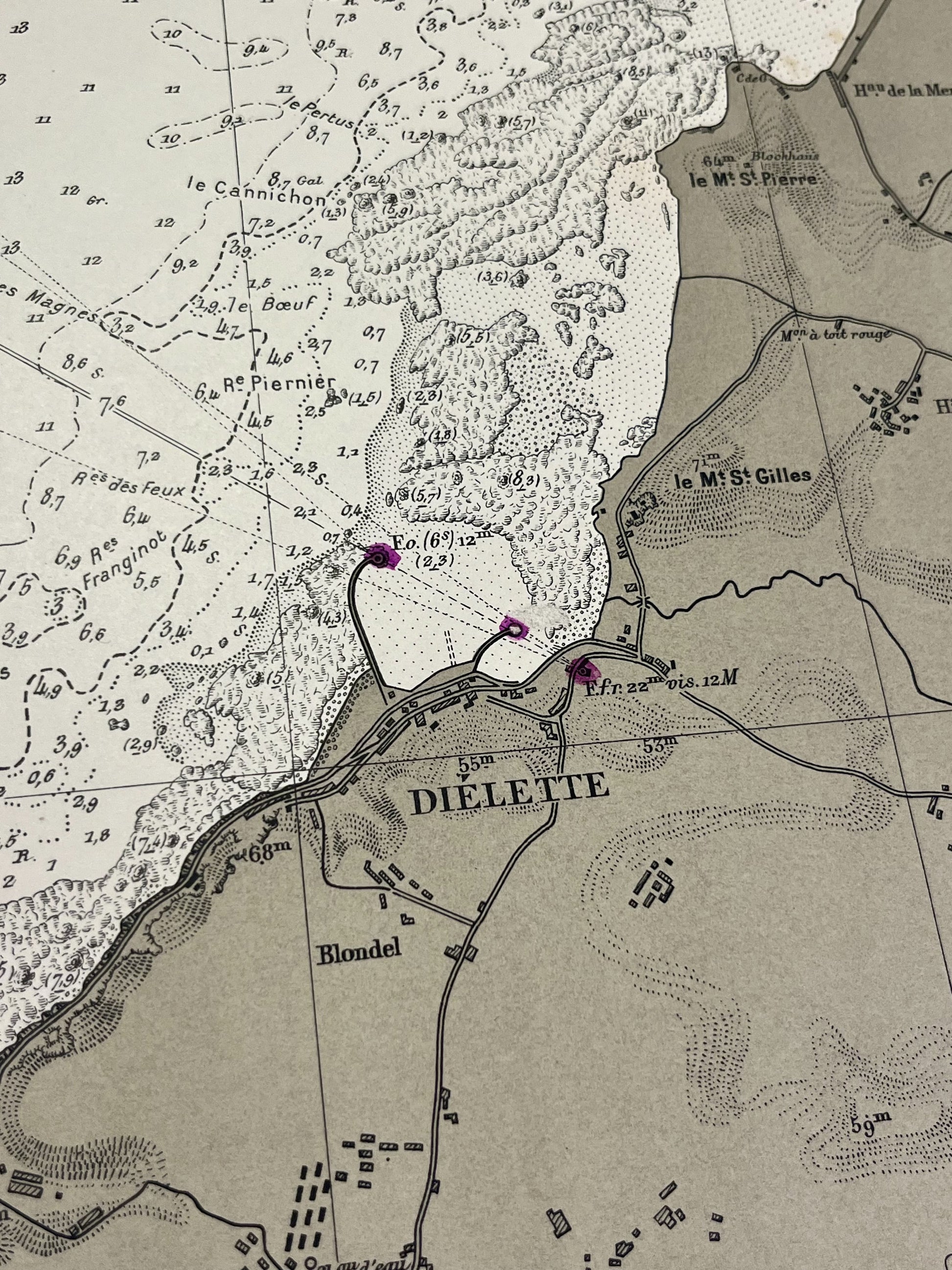 Carte geographique ancienne Dielette