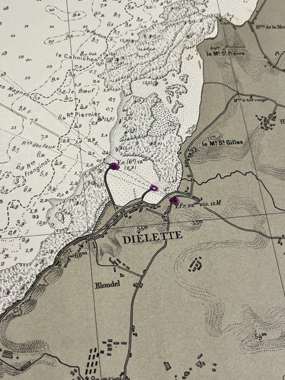 Carte geographique ancienne Dielette