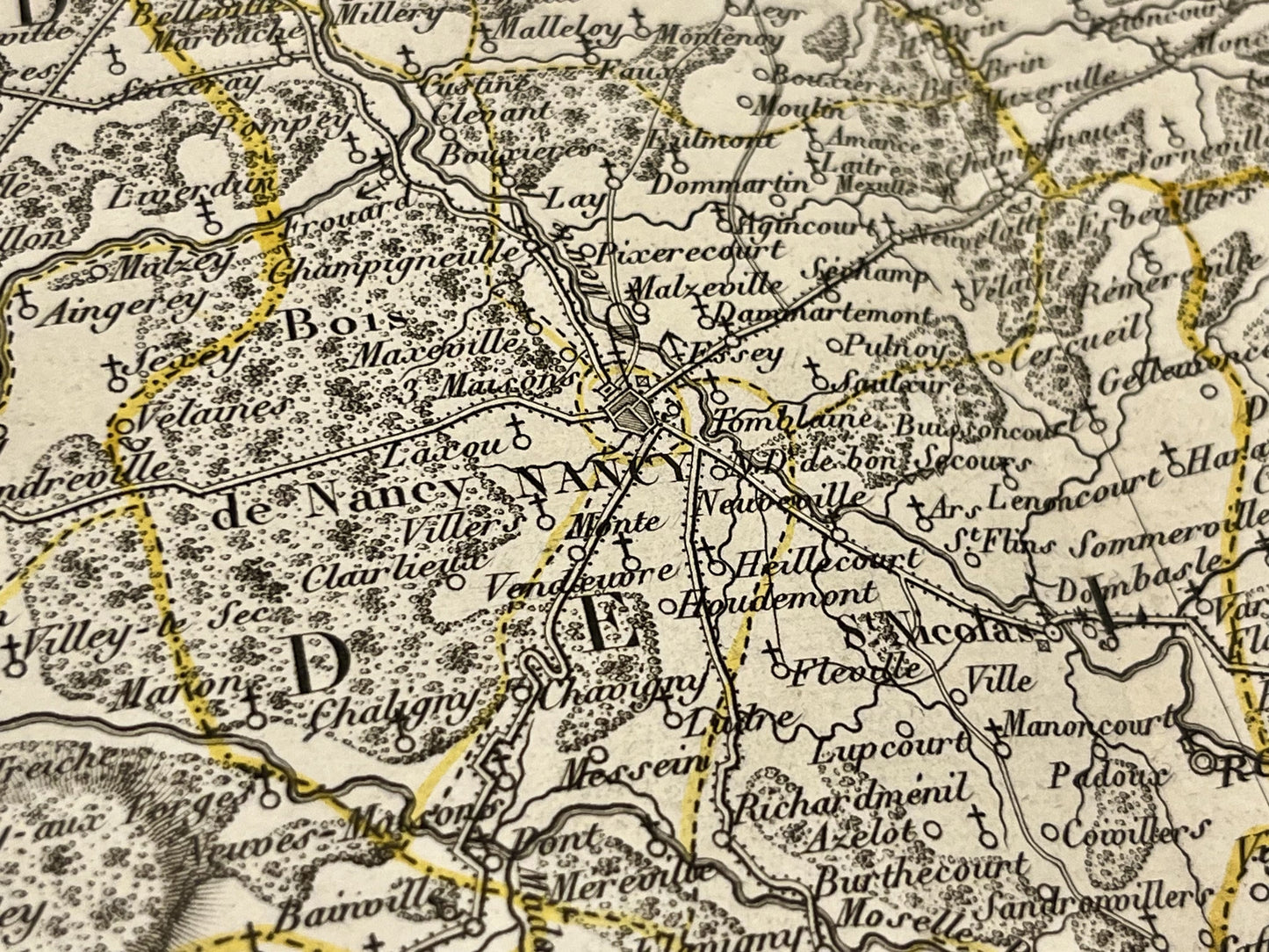 Carte geographique ancienne Diocese Nancy