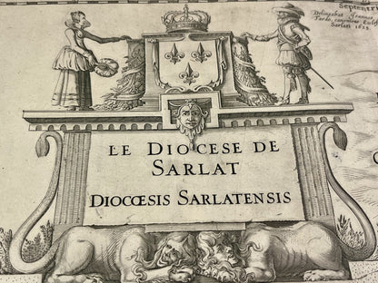 Carte geographique ancienne Diocese Sarlat