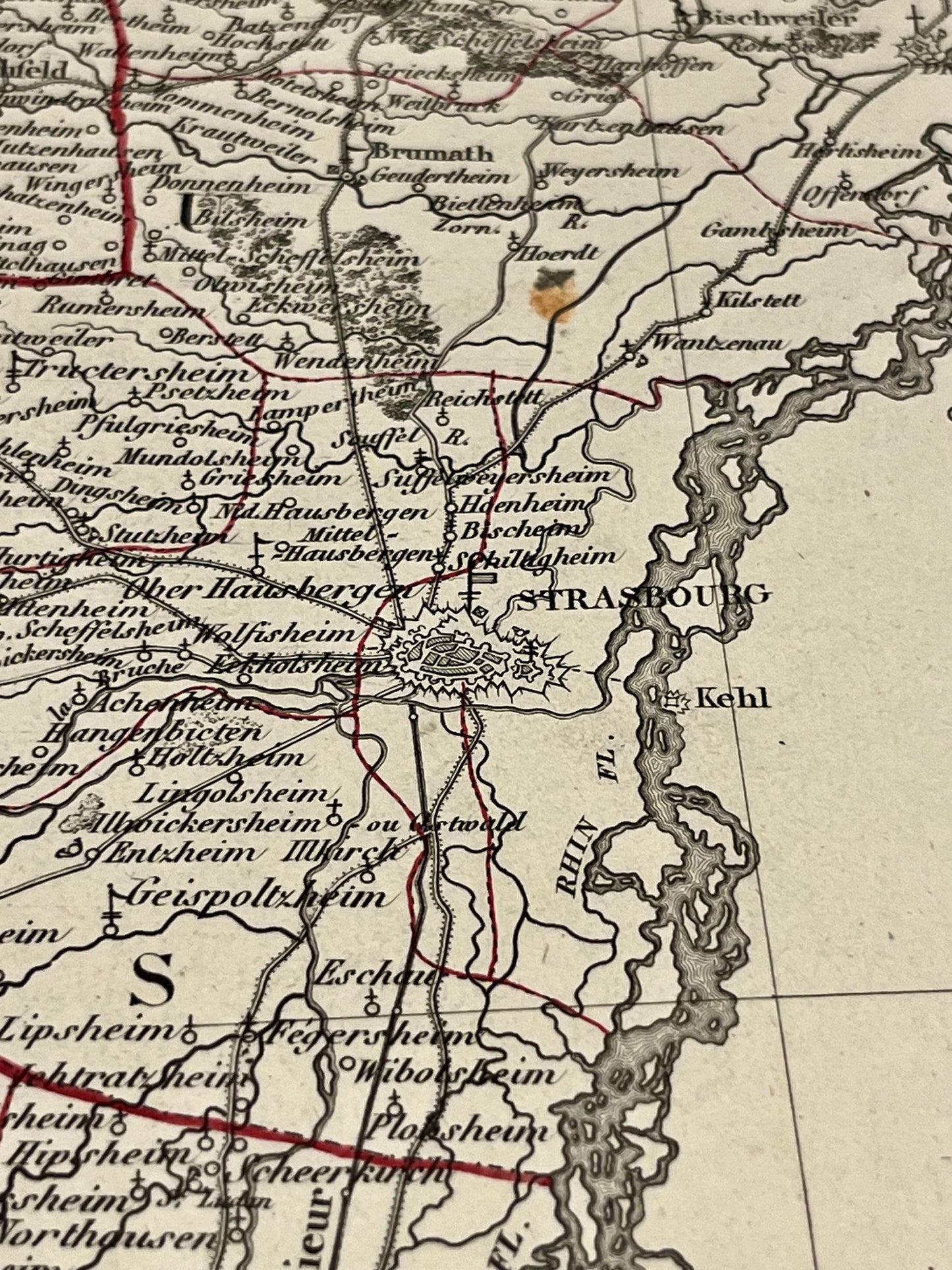 Carte geographique ancienne Diocese Strasbourg