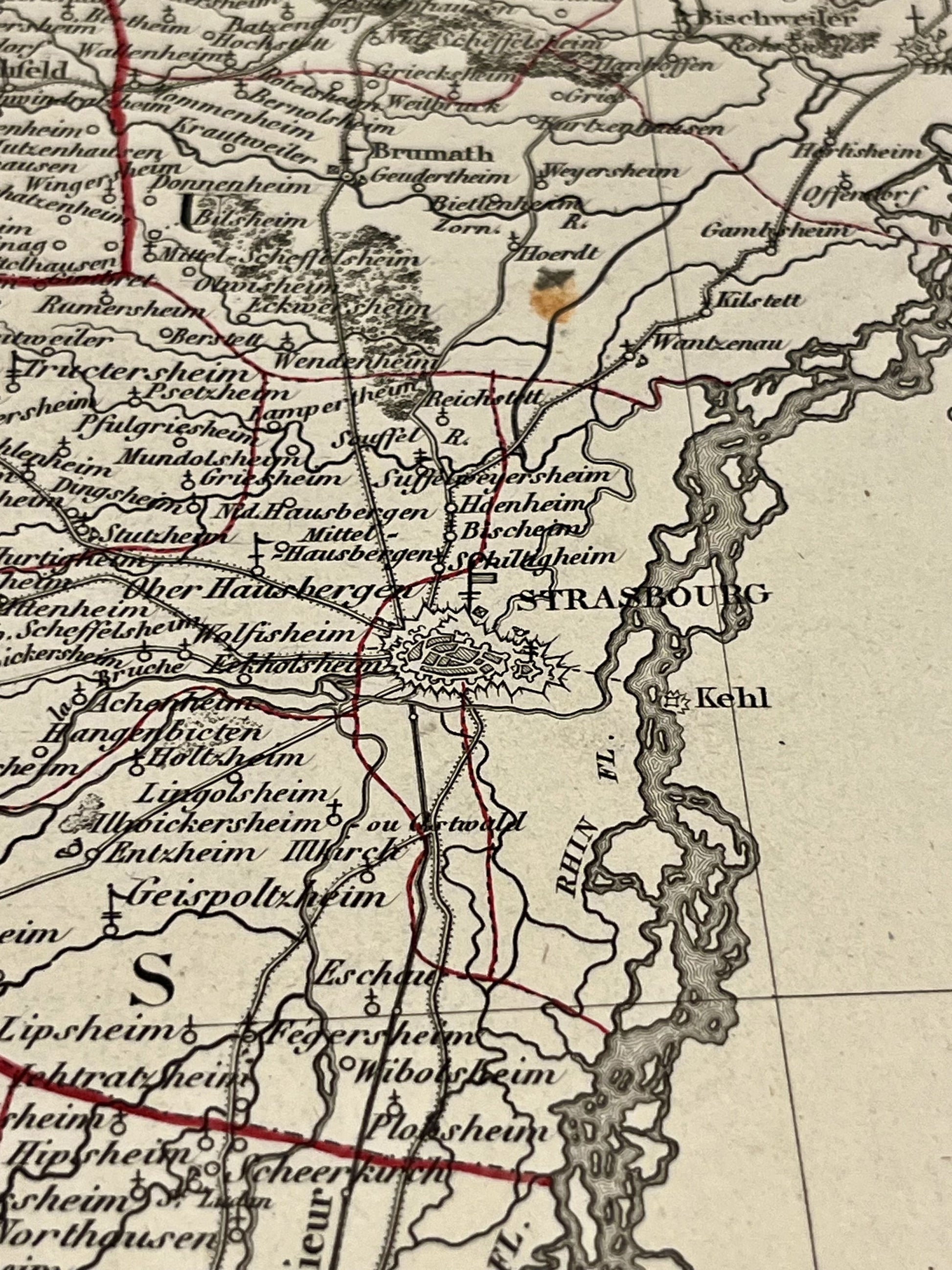 Carte geographique ancienne Diocese Strasbourg