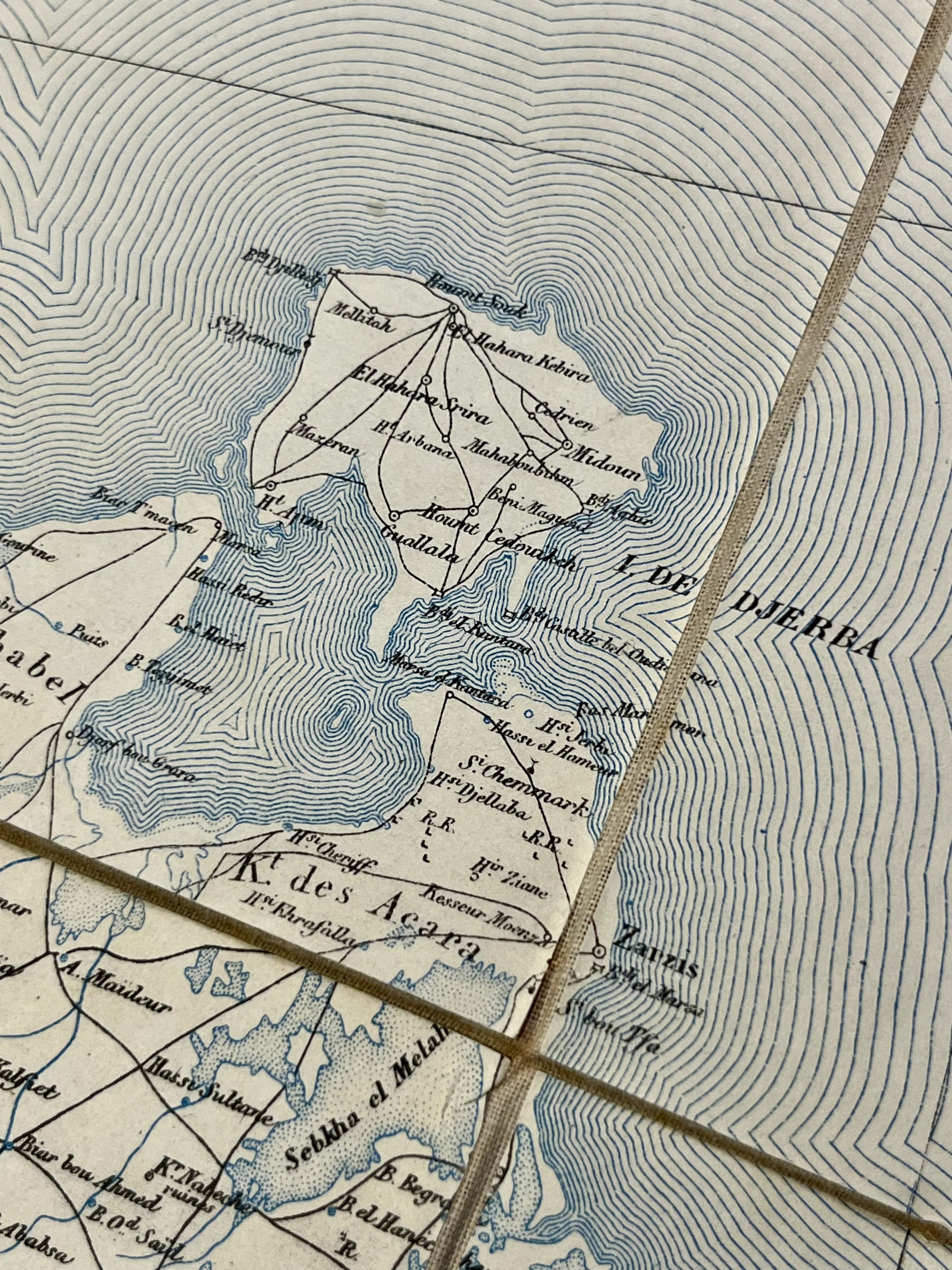 Carte geographique ancienne Djerba Tunisie