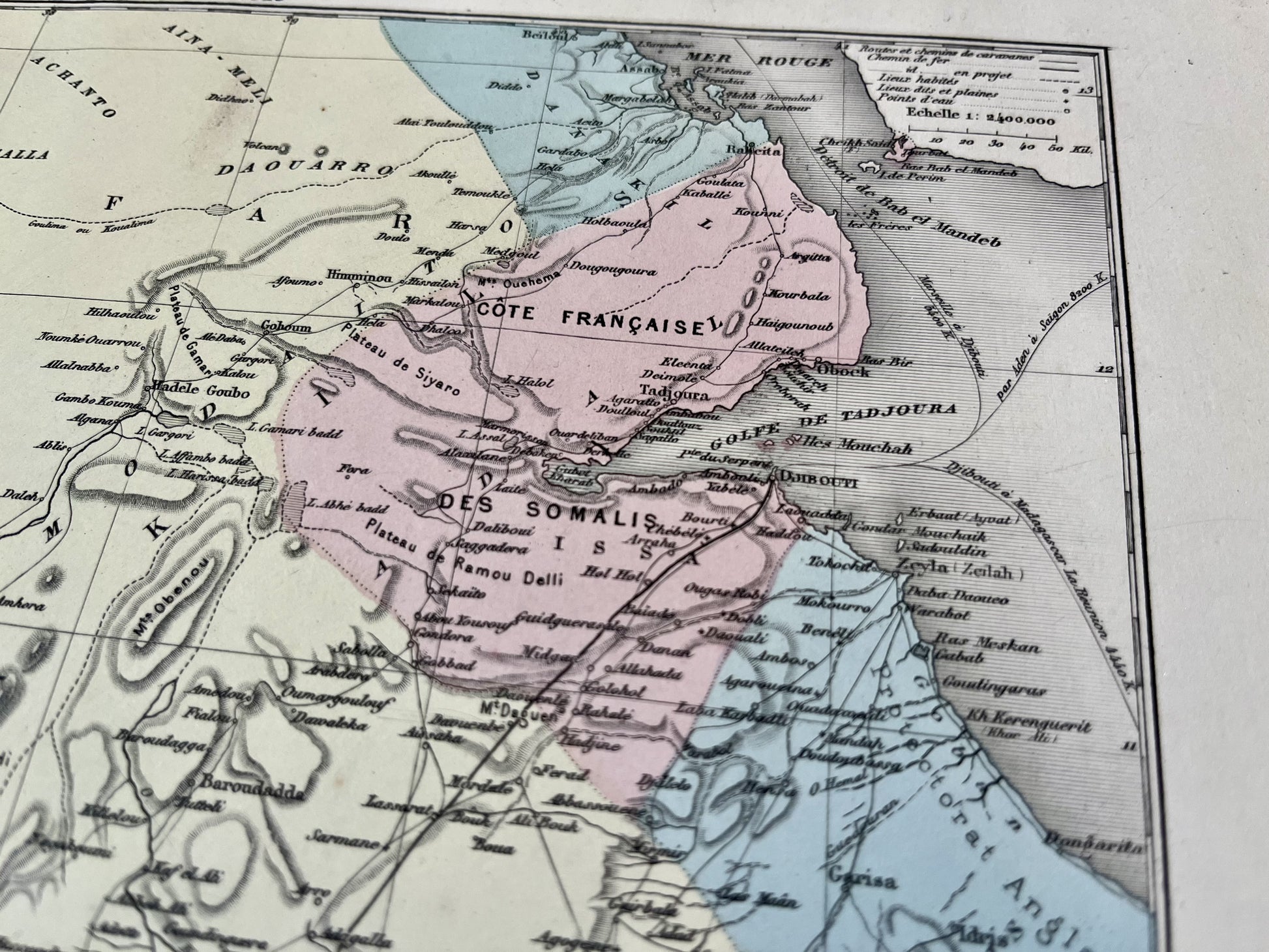 Carte geographique ancienne Djibouti Afrique