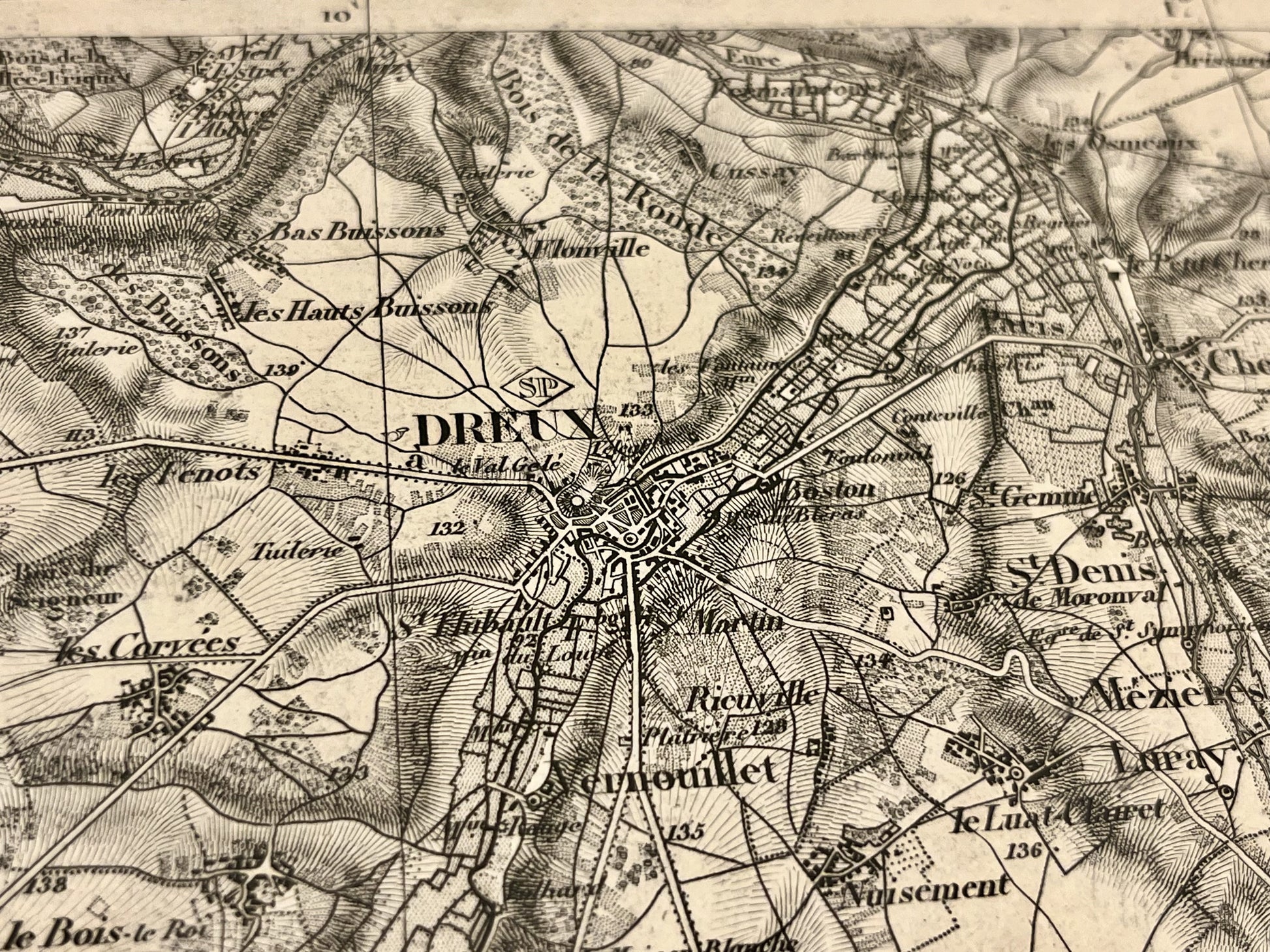 Carte geographique ancienne Dreux