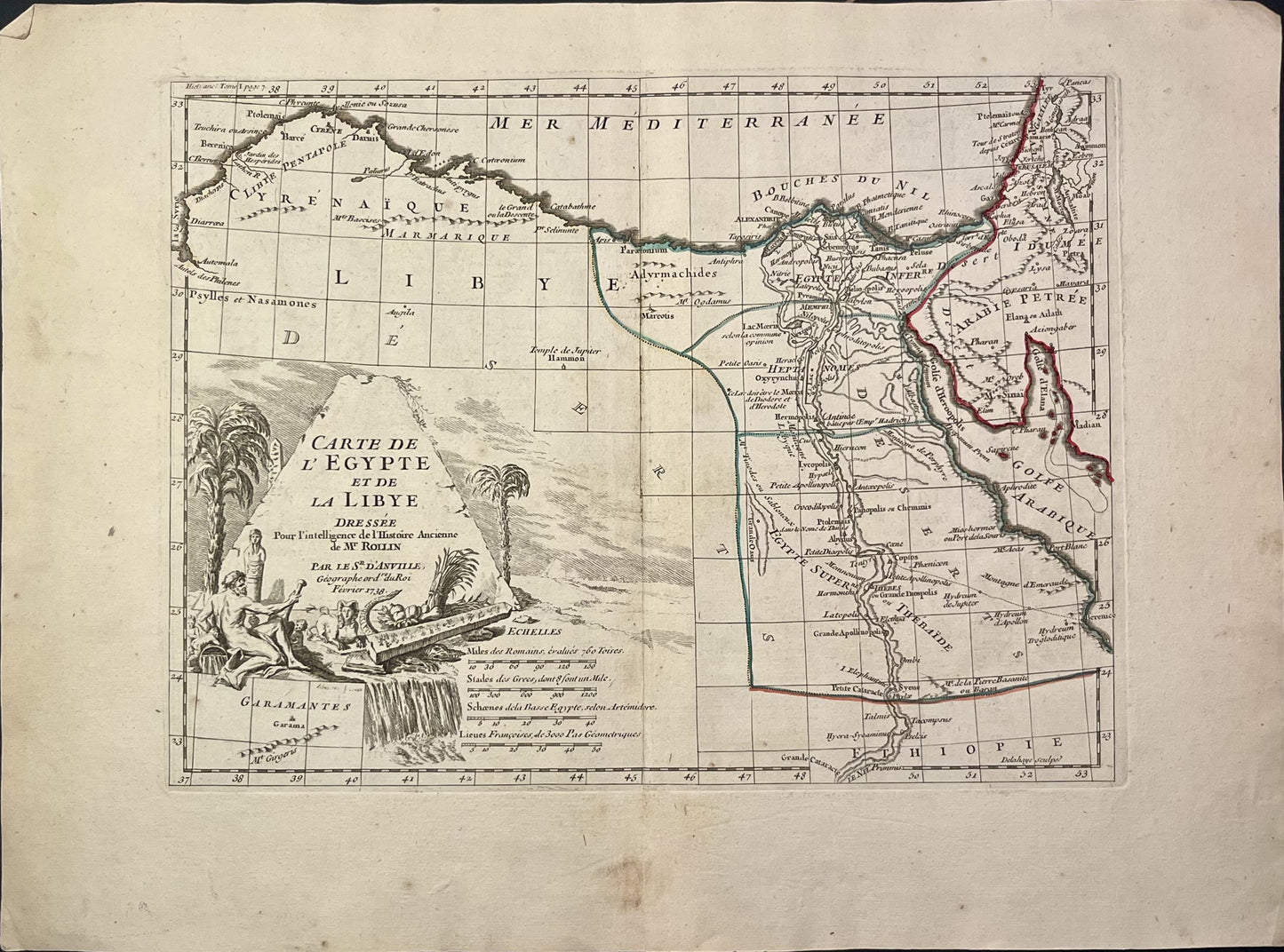 Carte geographique ancienne Egypte Libye