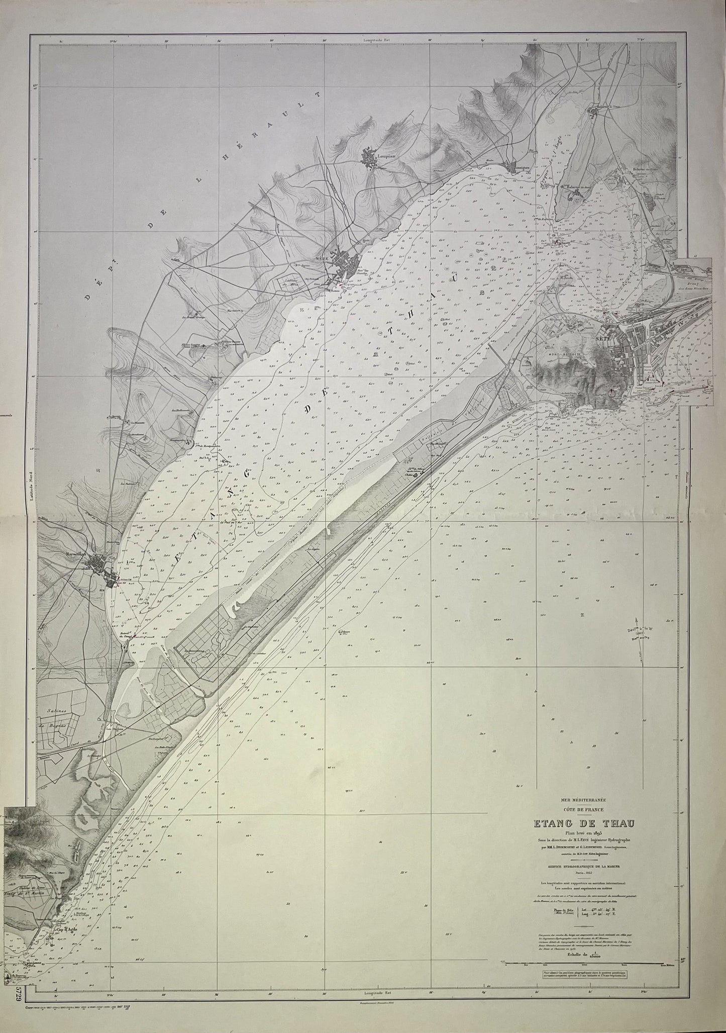 Carte geographique ancienne Etang de Thau