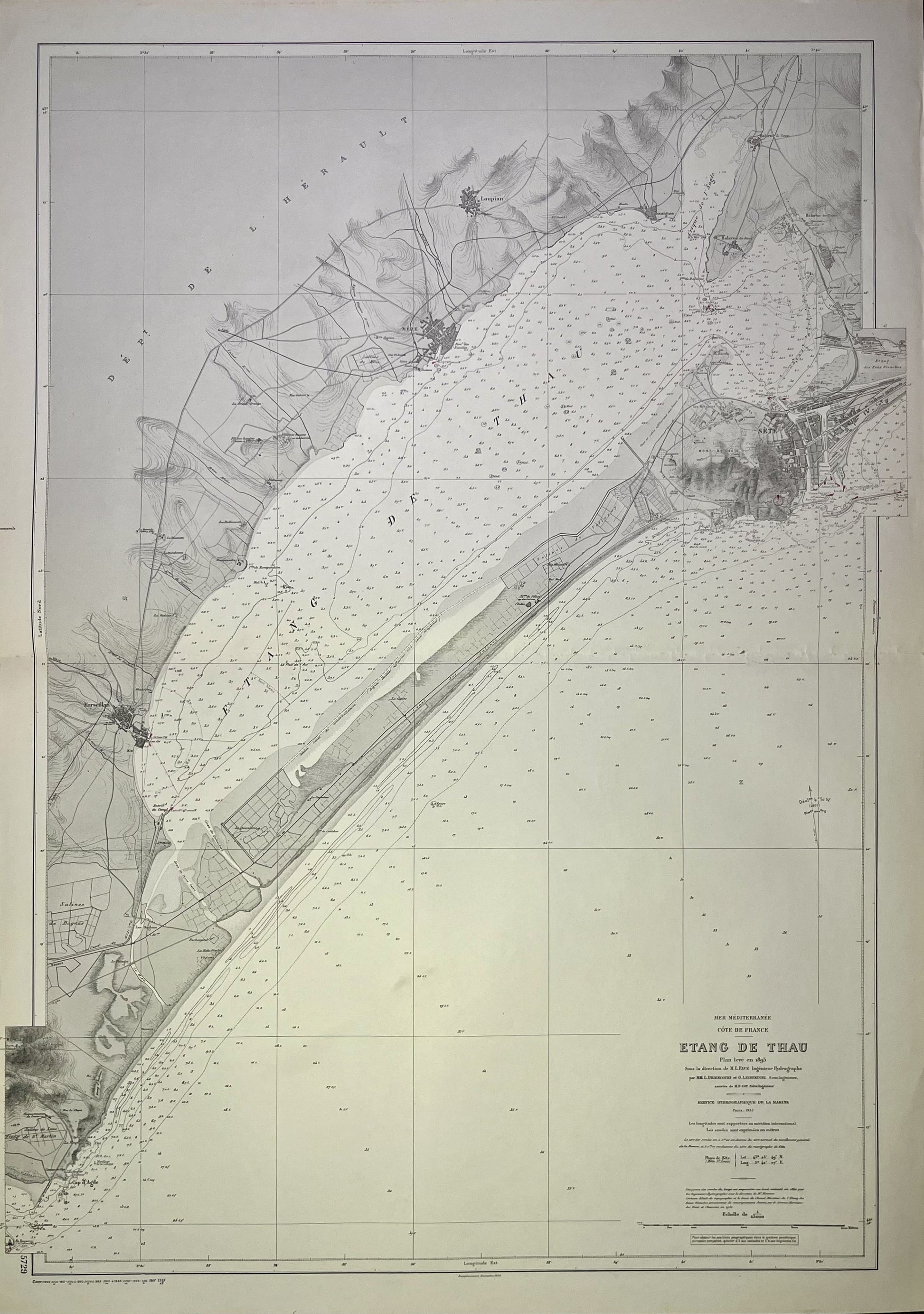 Carte geographique ancienne Etang de Thau