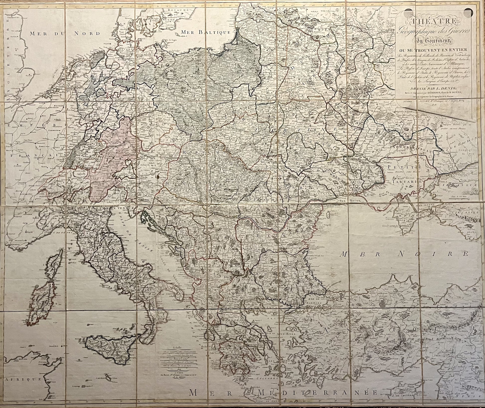 Carte geographique ancienne Europe centrale sous Napoleon