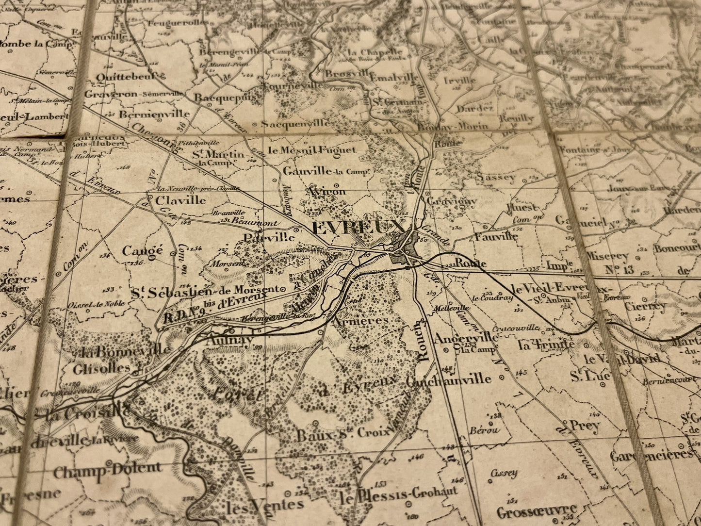 Carte geographique ancienne Evreux Eure