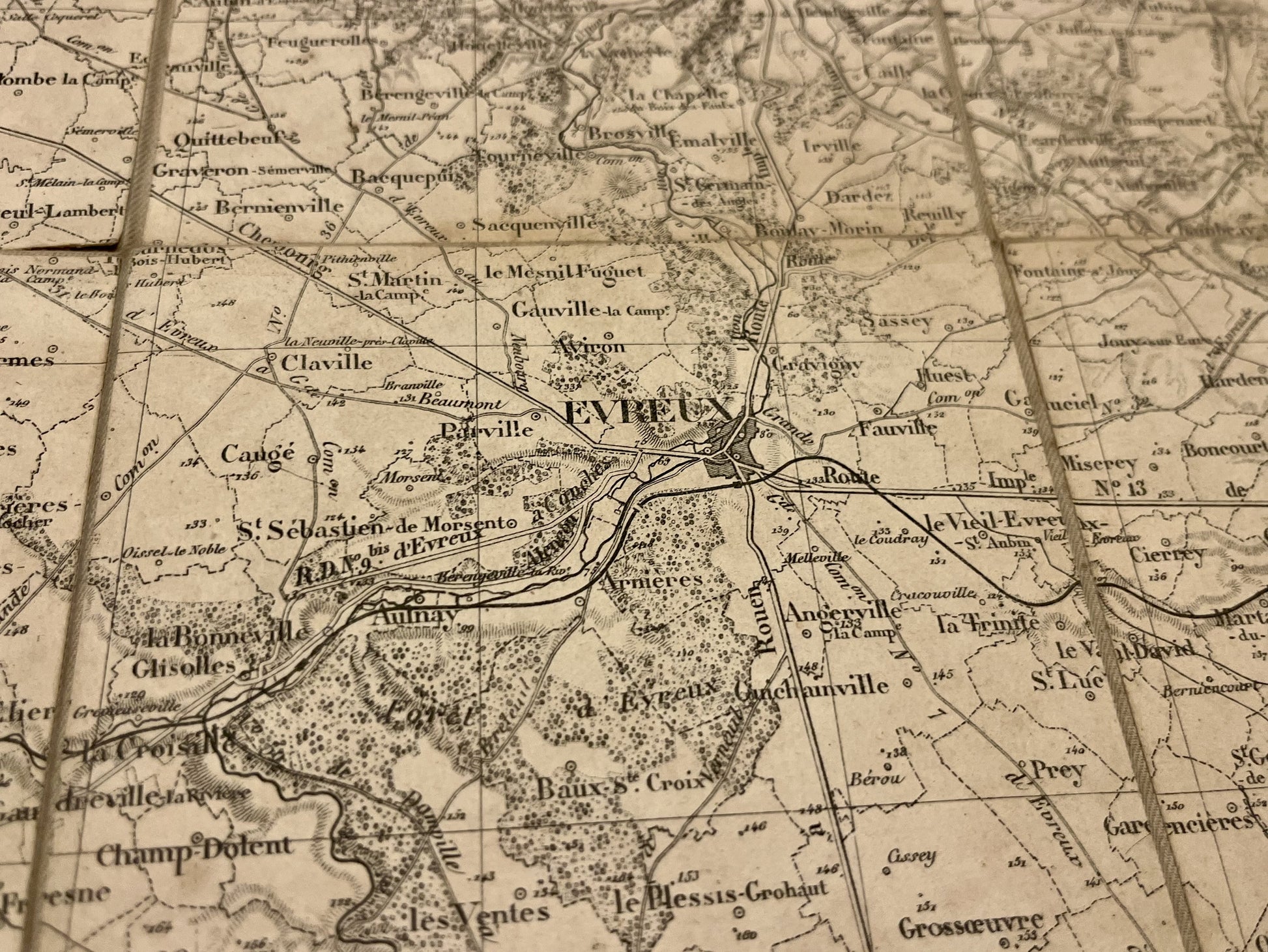 Carte geographique ancienne Evreux Eure