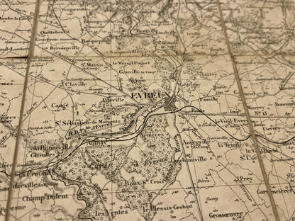 Carte geographique ancienne Evreux Eure