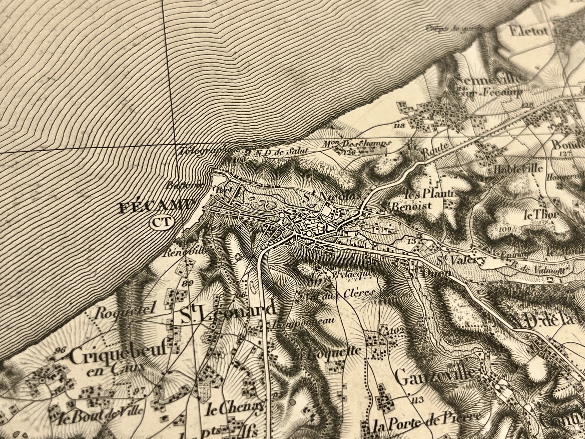Carte geographique ancienne Fecamp
