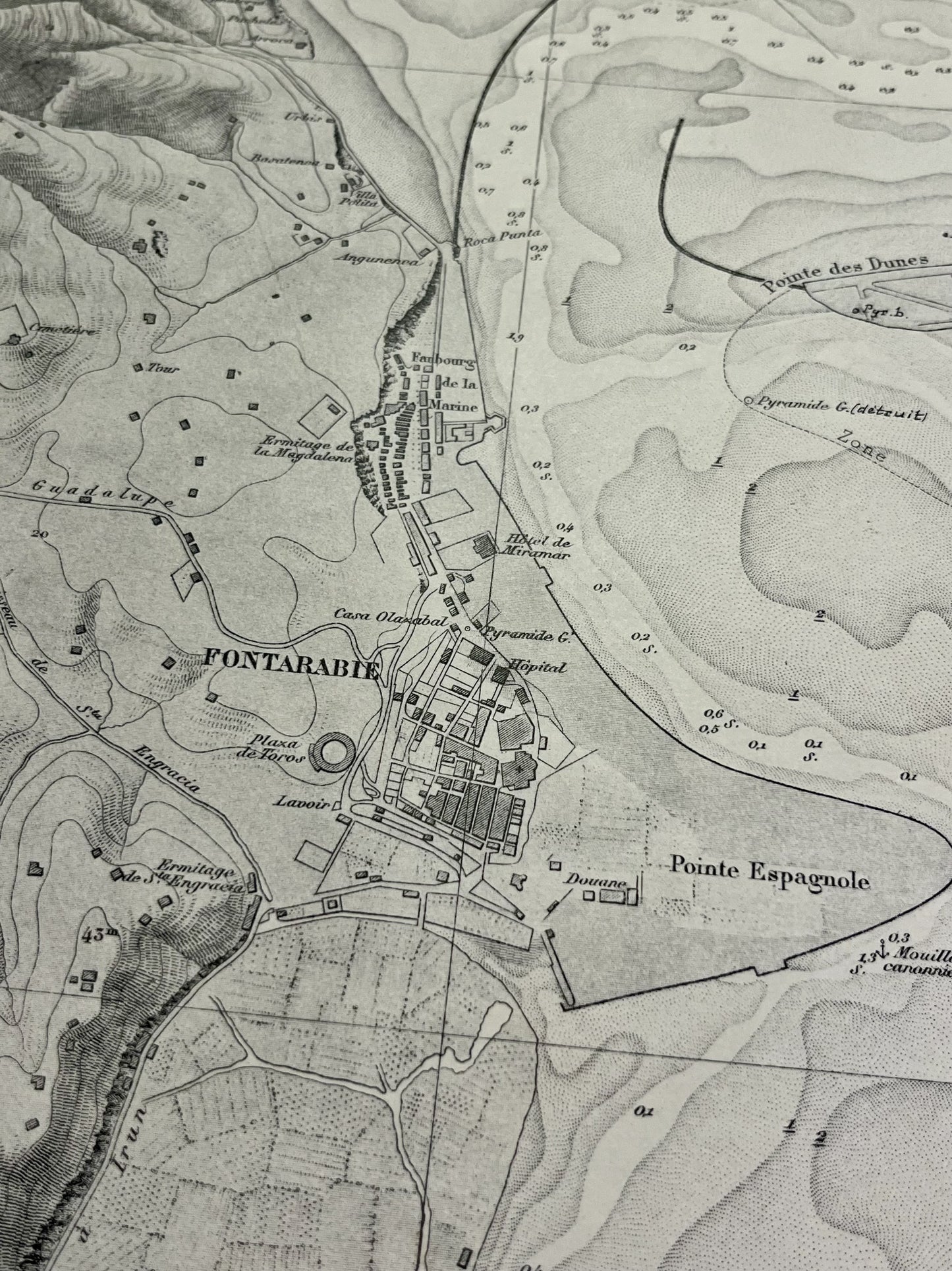 Carte geographique ancienne Fontarabie