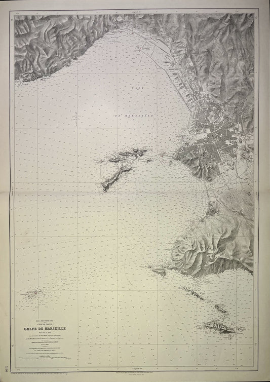 Carte geographique ancienne Golfe de Marseille