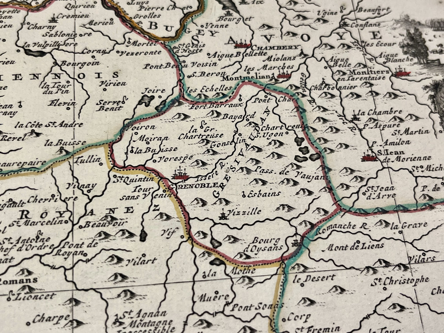 Carte geographique ancienne Grenoble