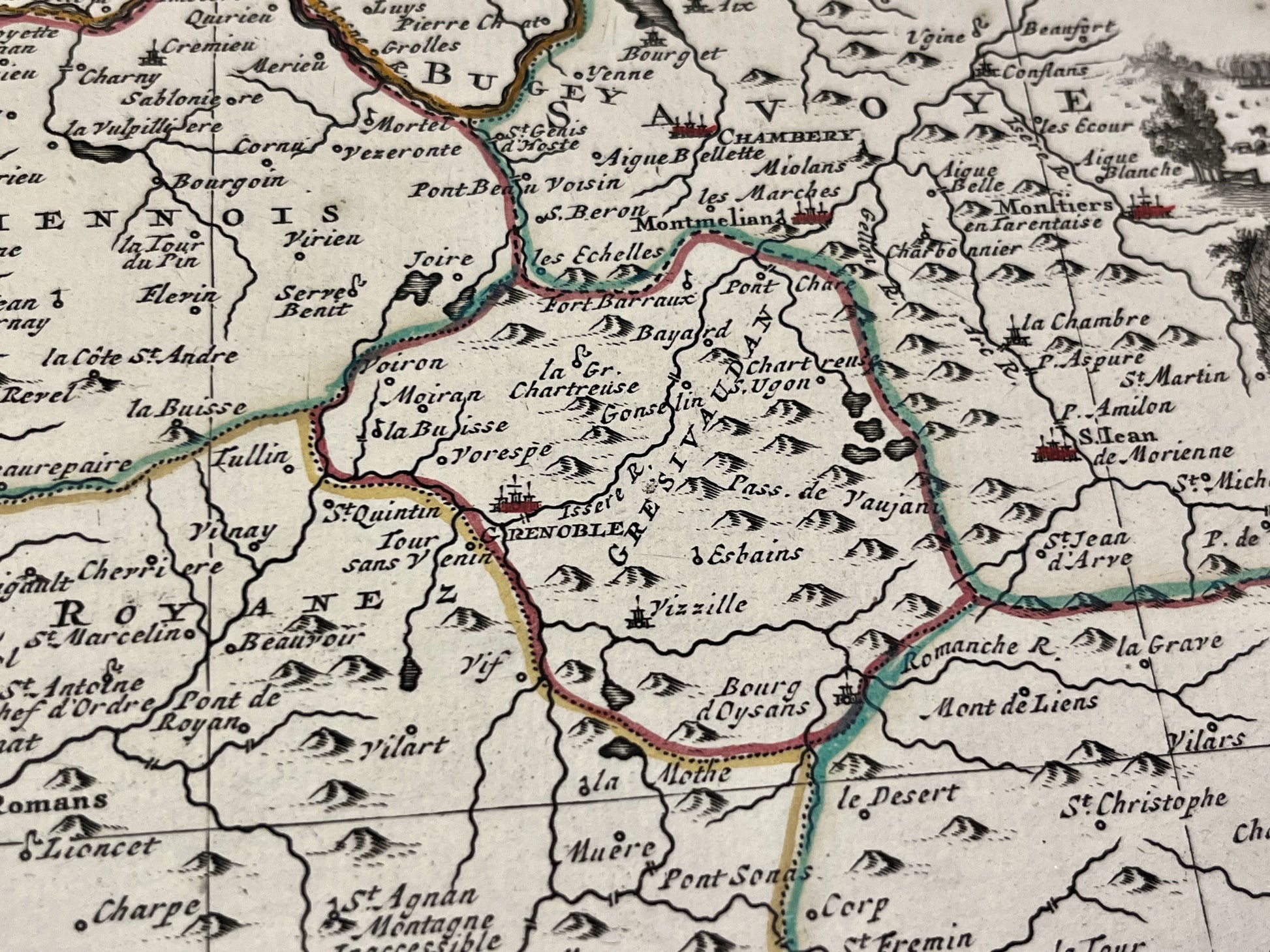 Carte geographique ancienne Grenoble