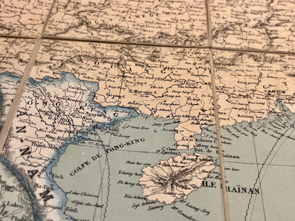 Carte geographique ancienne Hainan Chine