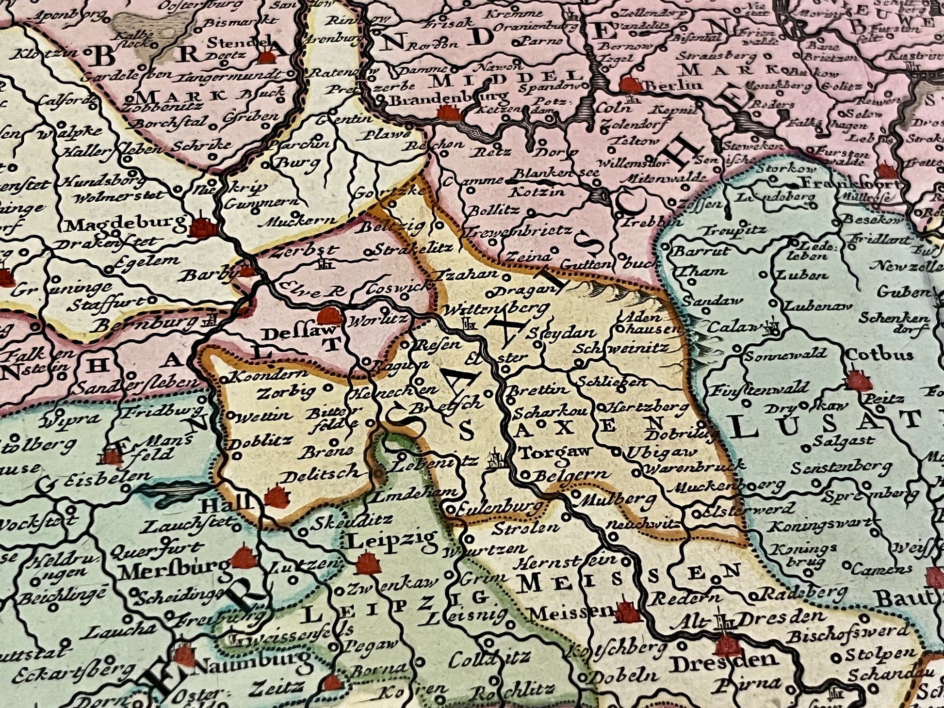 Carte geographique ancienne Haute-Saxe