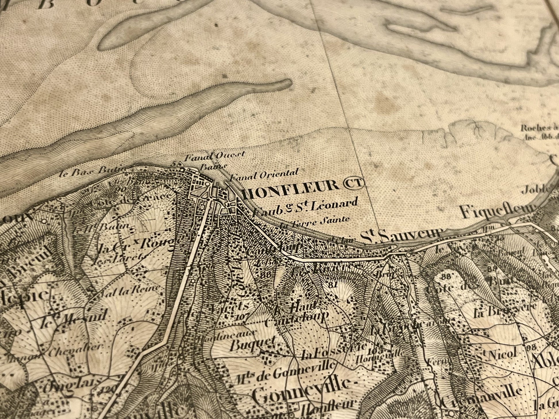 Carte geographique ancienne Honfleur
