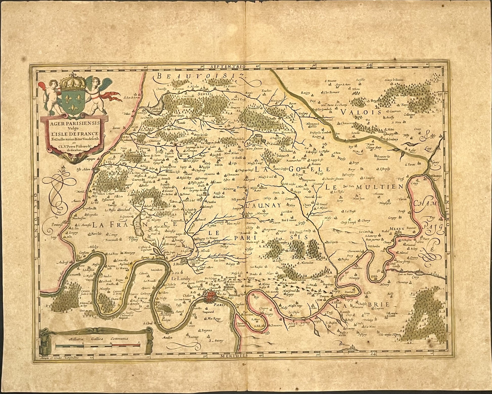 Carte geographique ancienne Ile-de-France par Blaeu