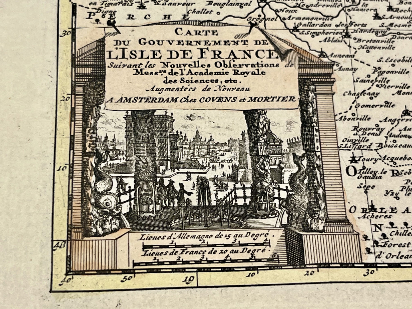 Carte geographique ancienne Ile-de-France par van der Aa