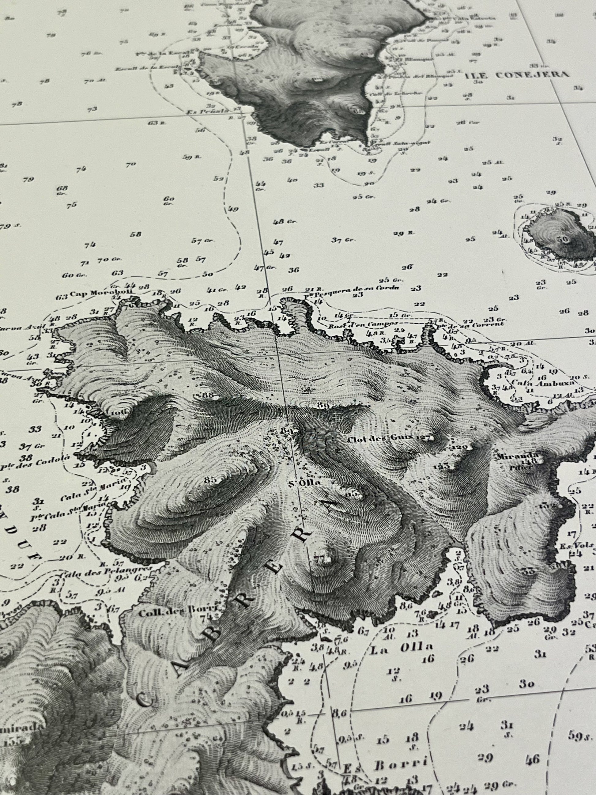 Carte geographique ancienne Ile Cabrera Baleares